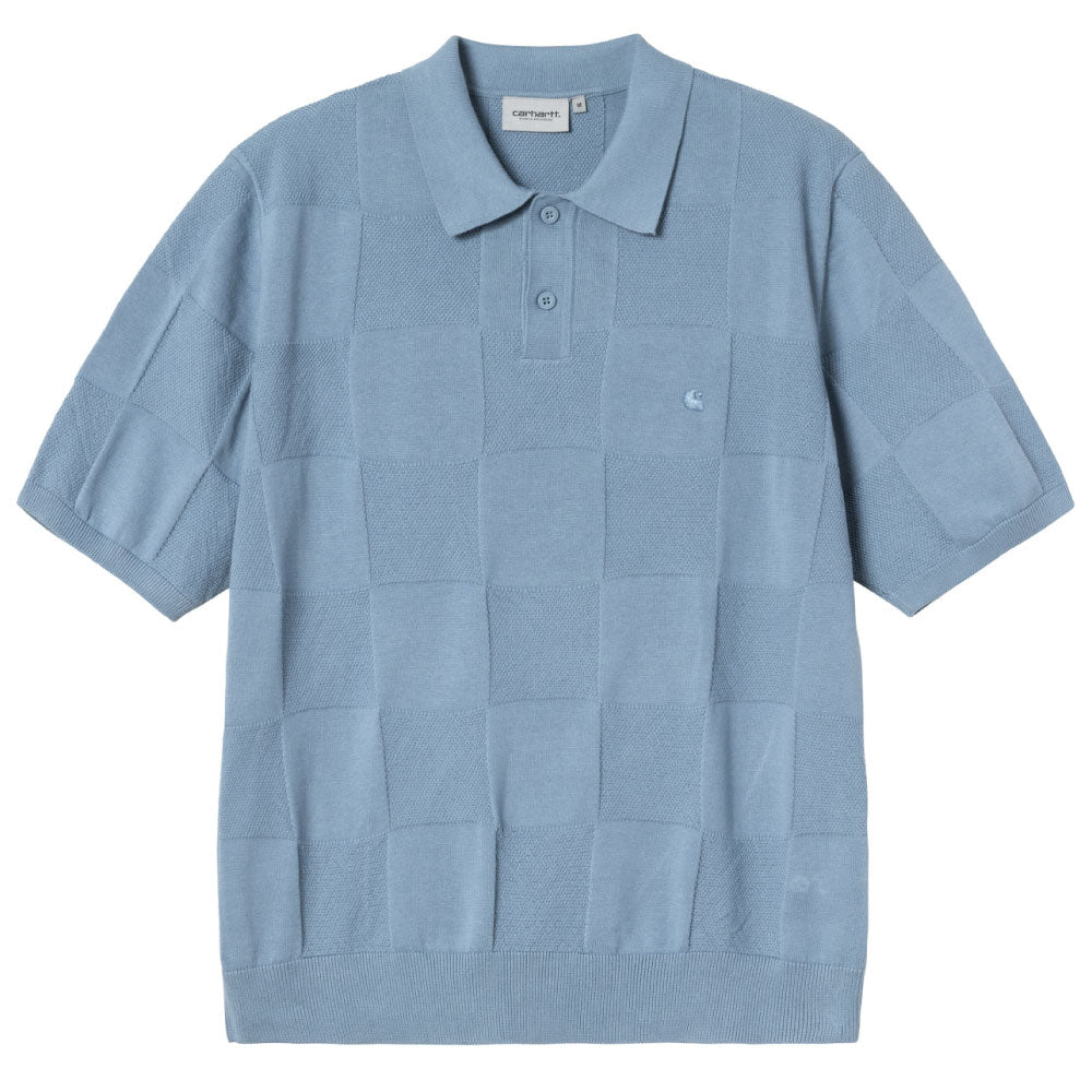Checker S/S Knit Polo Shirts BLU 半袖 チェッカー ニットポロ シャツ