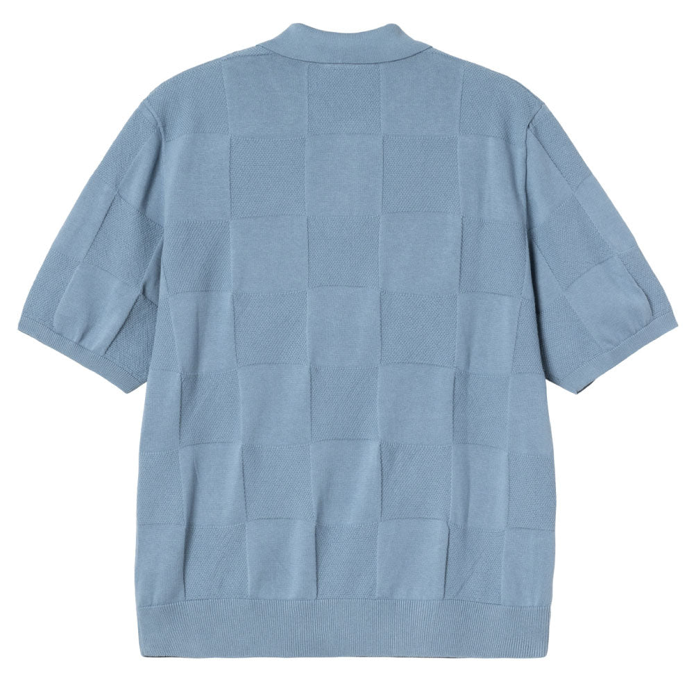 Checker S/S Knit Polo Shirts BLU 半袖 チェッカー ニットポロ シャツ