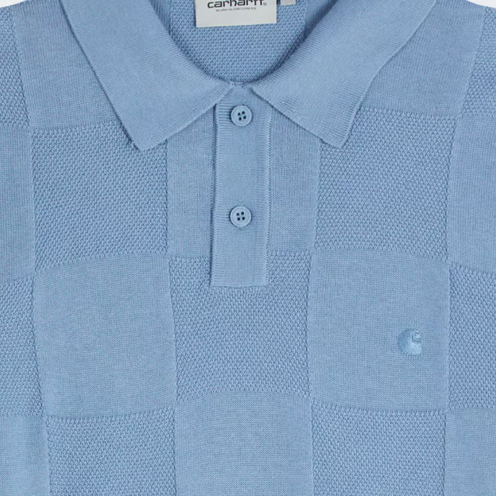 Checker S/S Knit Polo Shirts BLU 半袖 チェッカー ニットポロ シャツ