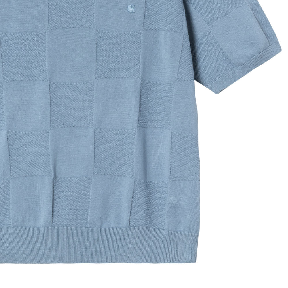 Checker S/S Knit Polo Shirts BLU 半袖 チェッカー ニットポロ シャツ
