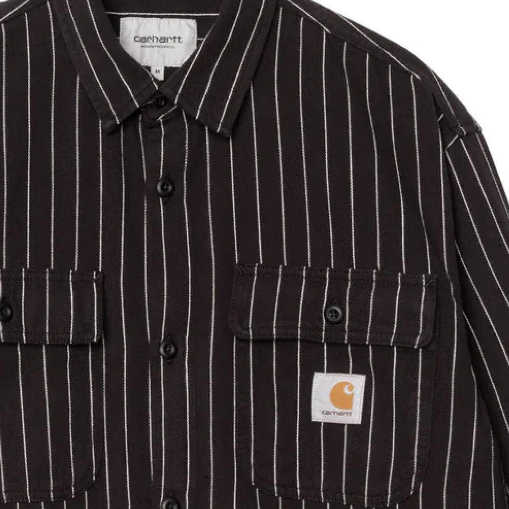 Hendry L/S Shirts Jacket Seaton Stripe BLK Wax 長袖 ストライプ シャツ ジャケット