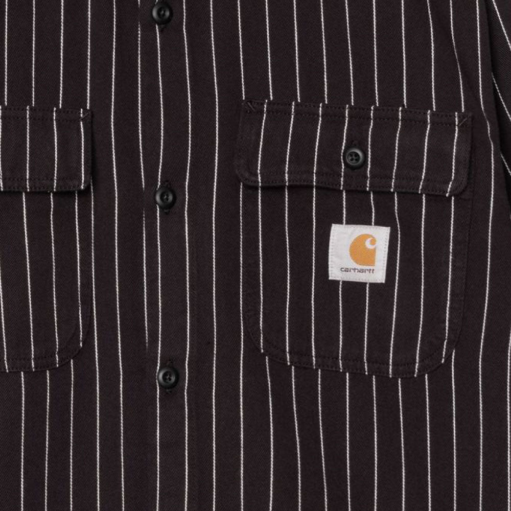 Hendry L/S Shirts Jacket Seaton Stripe BLK Wax 長袖 ストライプ シャツ ジャケット