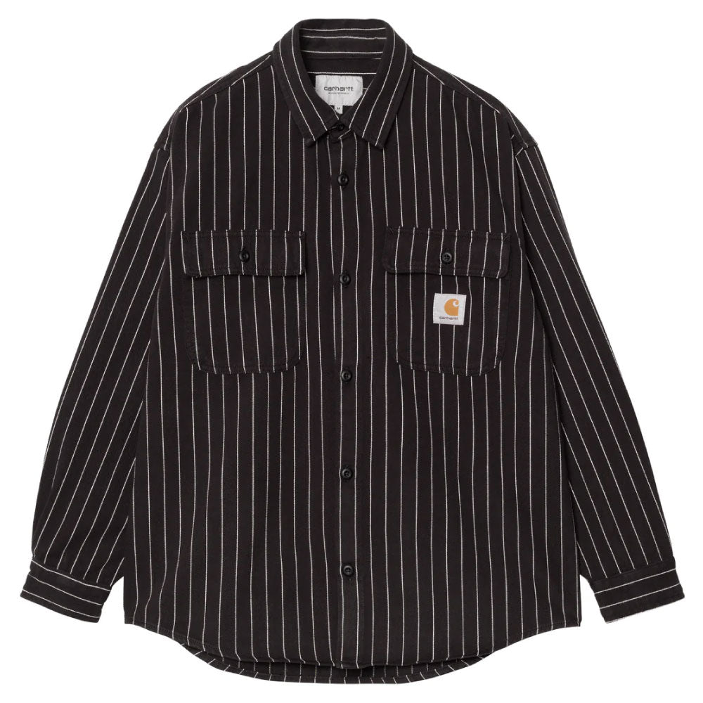 Hendry L/S Shirts Jacket Seaton Stripe BLK Wax 長袖 ストライプ シャツ ジャケット