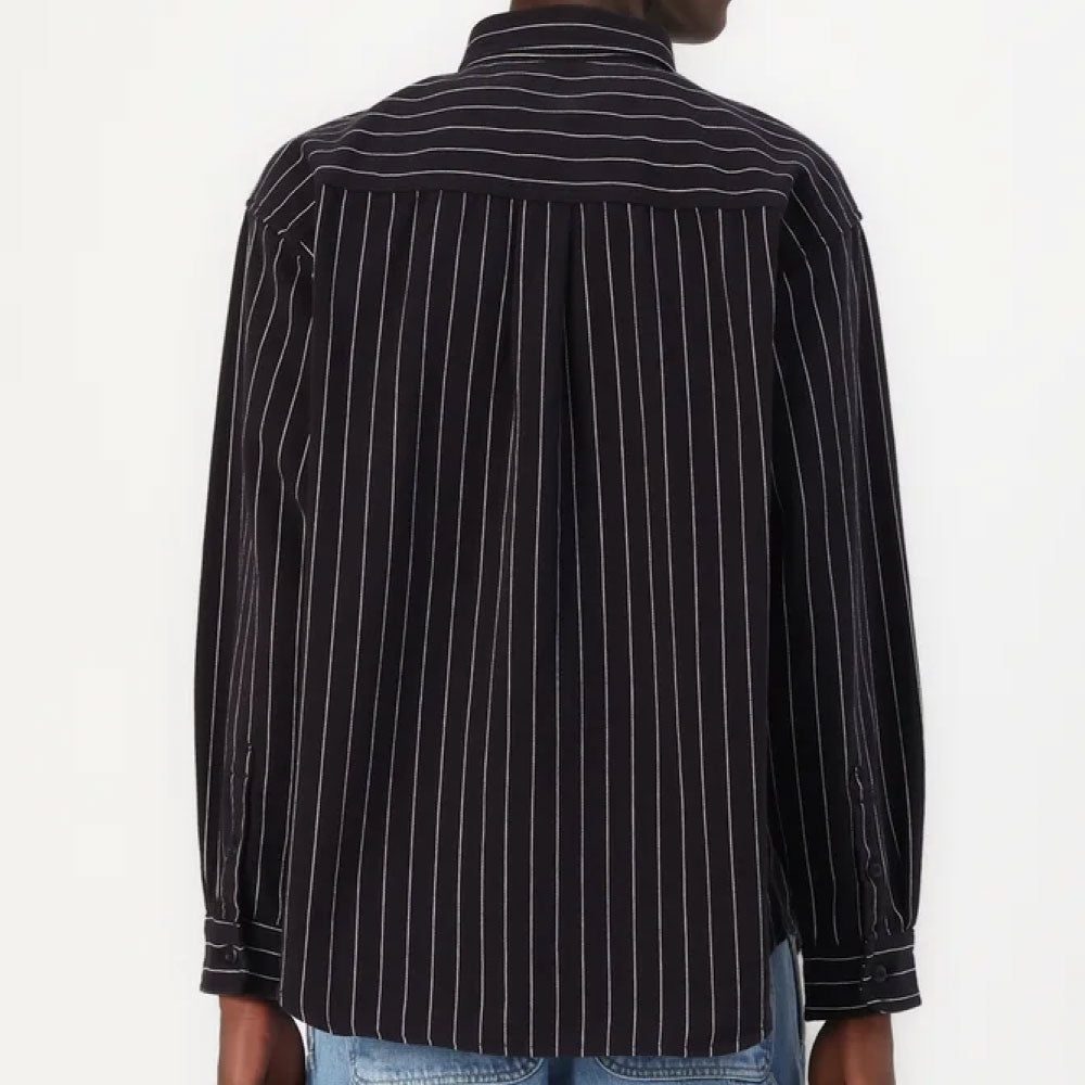 Hendry L/S Shirts Jacket Seaton Stripe BLK Wax 長袖 ストライプ シャツ ジャケット