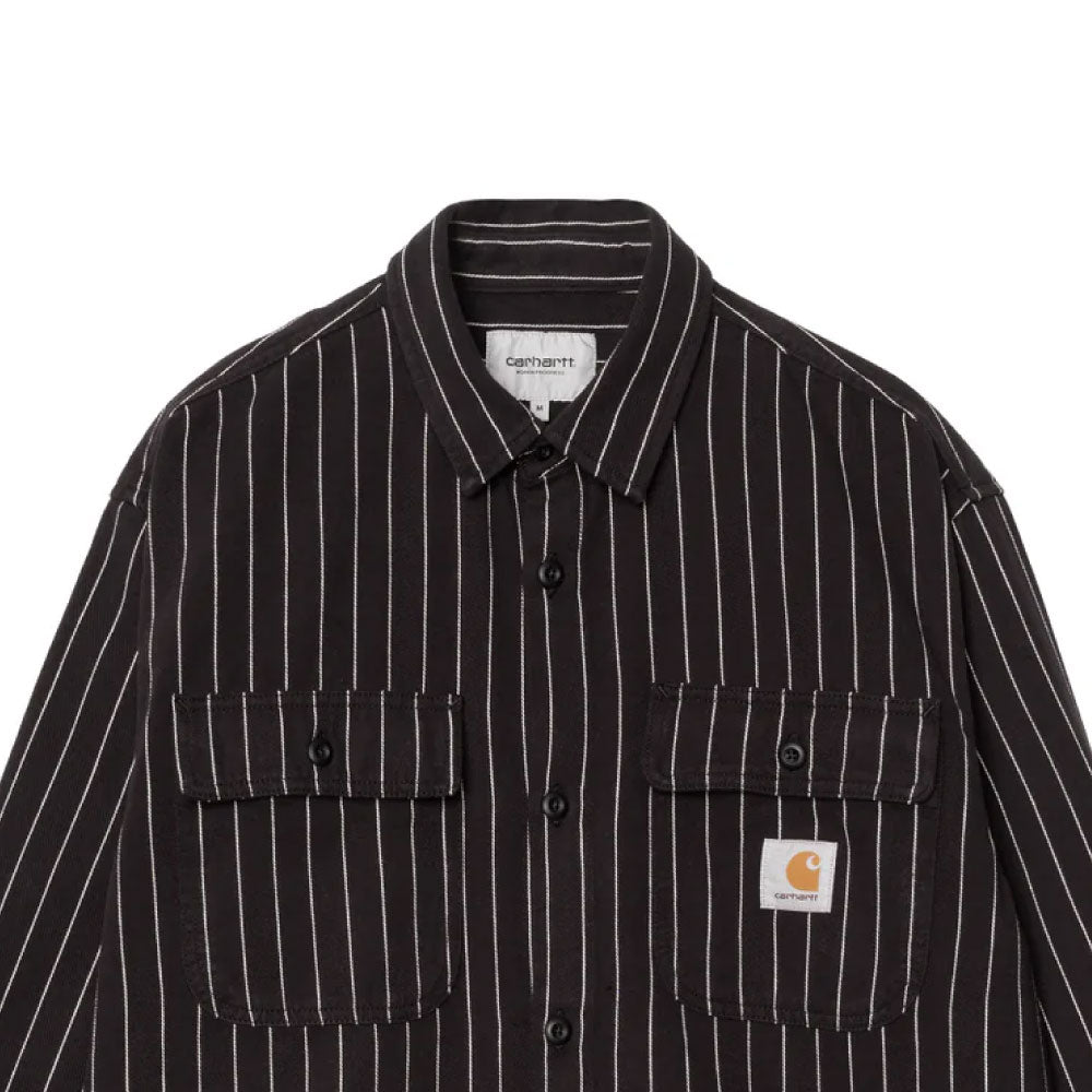 Hendry L/S Shirts Jacket Seaton Stripe BLK Wax 長袖 ストライプ シャツ ジャケット