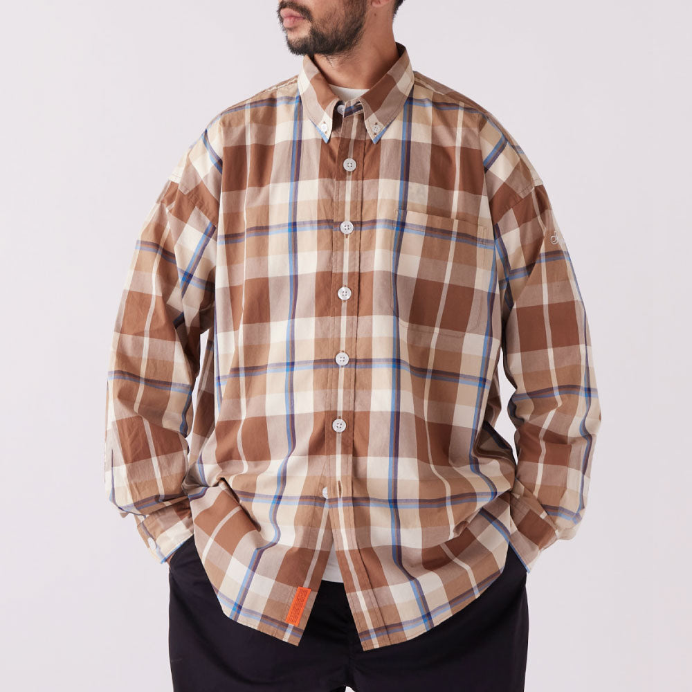 Deka Cheka L/S Shirt チェック ボタンダウン 長袖 シャツ Beige