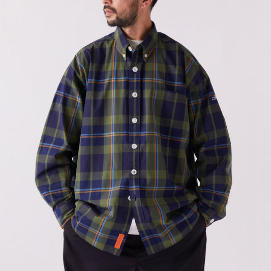 Deka Cheka L/S Shirt チェック ボタンダウン 長袖 シャツ Green