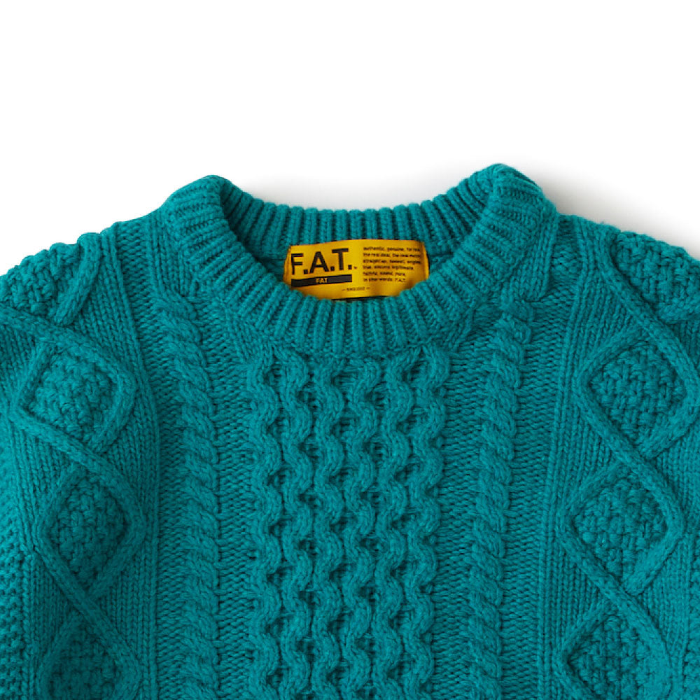 FISHARAN Crewneck Fisherman Knit GRN クルーネック 3ゲージ ウールヤーン フィッシャーマン ニット