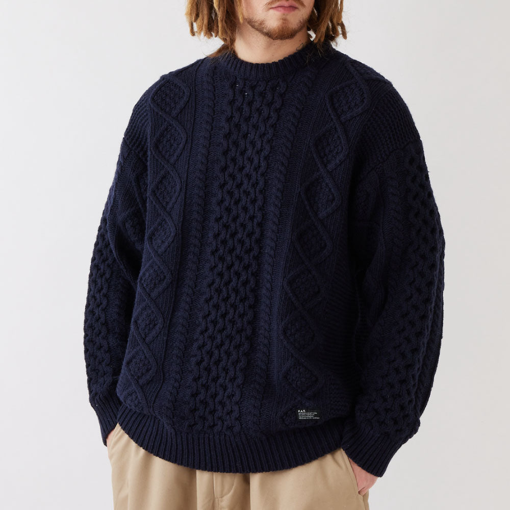 FISHARAN Fisherman Knit NVY ウールヤーン フィッシャーマン ニット