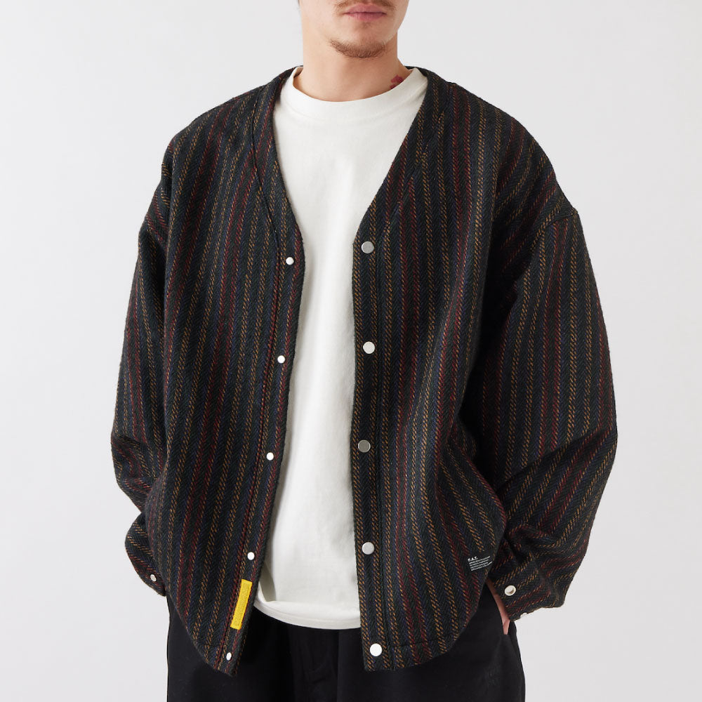 HERRINGAN Cardigan ストライプ スナップ カーディガン