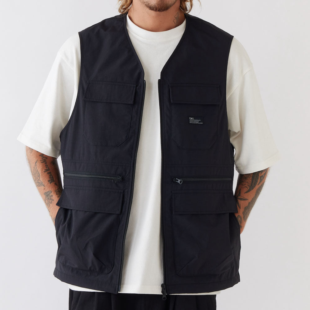 Shelliner Layere nylon zip vest BLK 3レイヤー ナイロン ジップ ベスト