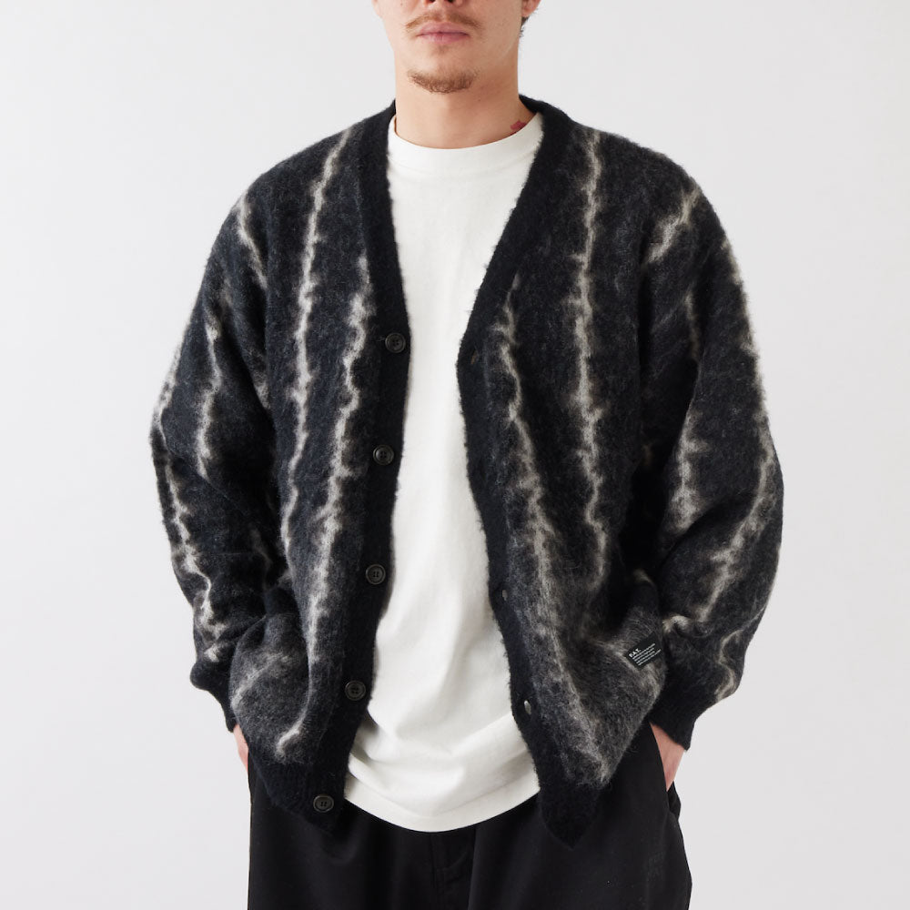 THUNDAGAN Thunder Cardigan ランダム ストライプ モヘア カーディガン