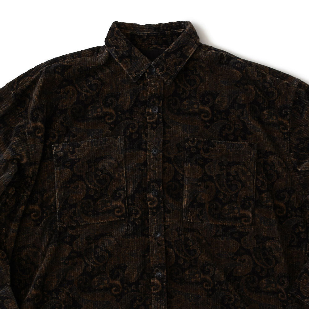 Walesley Paisley Corduroy Shirt ペイズリー 太畝 コーデュロイ シャツ 長袖 Black