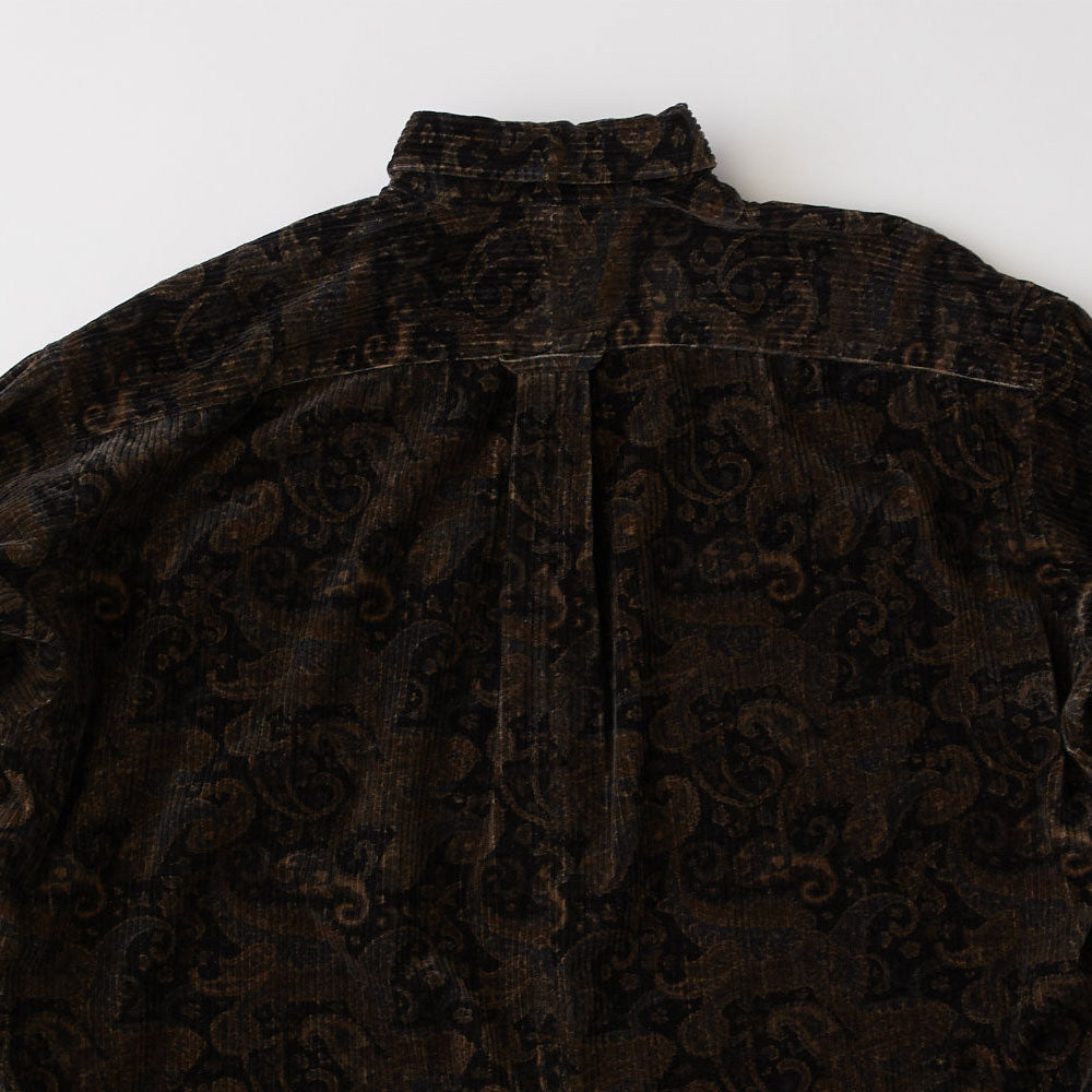 Walesley Paisley Corduroy Shirt ペイズリー 太畝 コーデュロイ シャツ 長袖 Black