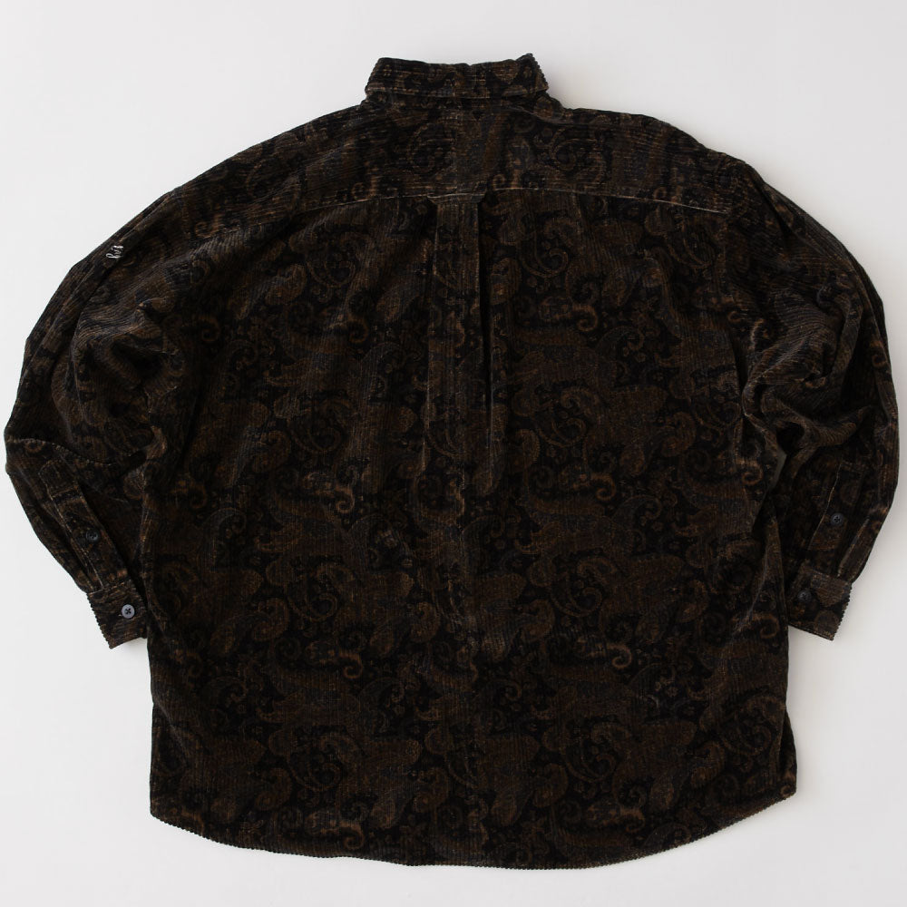 Walesley Paisley Corduroy Shirt ペイズリー 太畝 コーデュロイ シャツ 長袖 Black