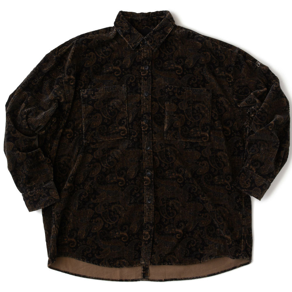 Walesley Paisley Corduroy Shirt ペイズリー 太畝 コーデュロイ シャツ 長袖 Black