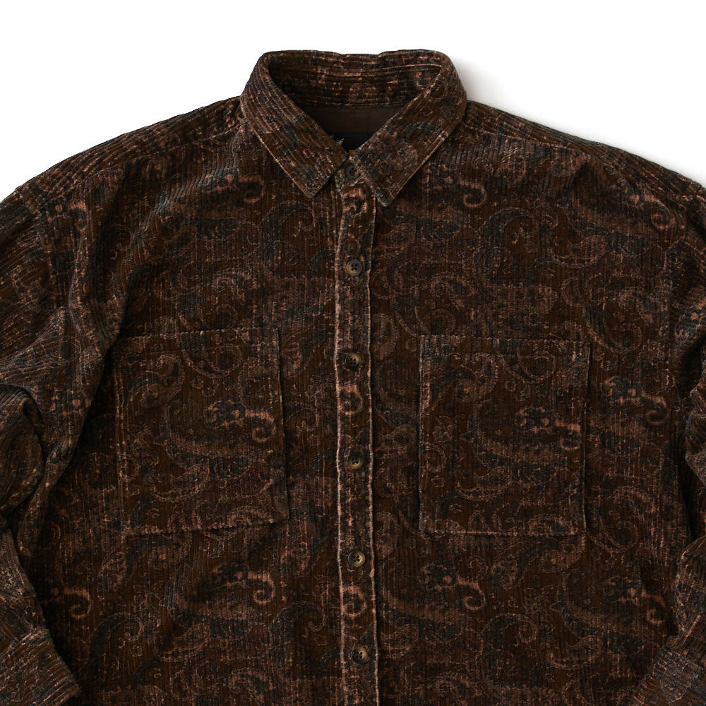 Walesley Paisley Corduroy Shirt ペイズリー 太畝 コーデュロイ シャツ 長袖 Brown