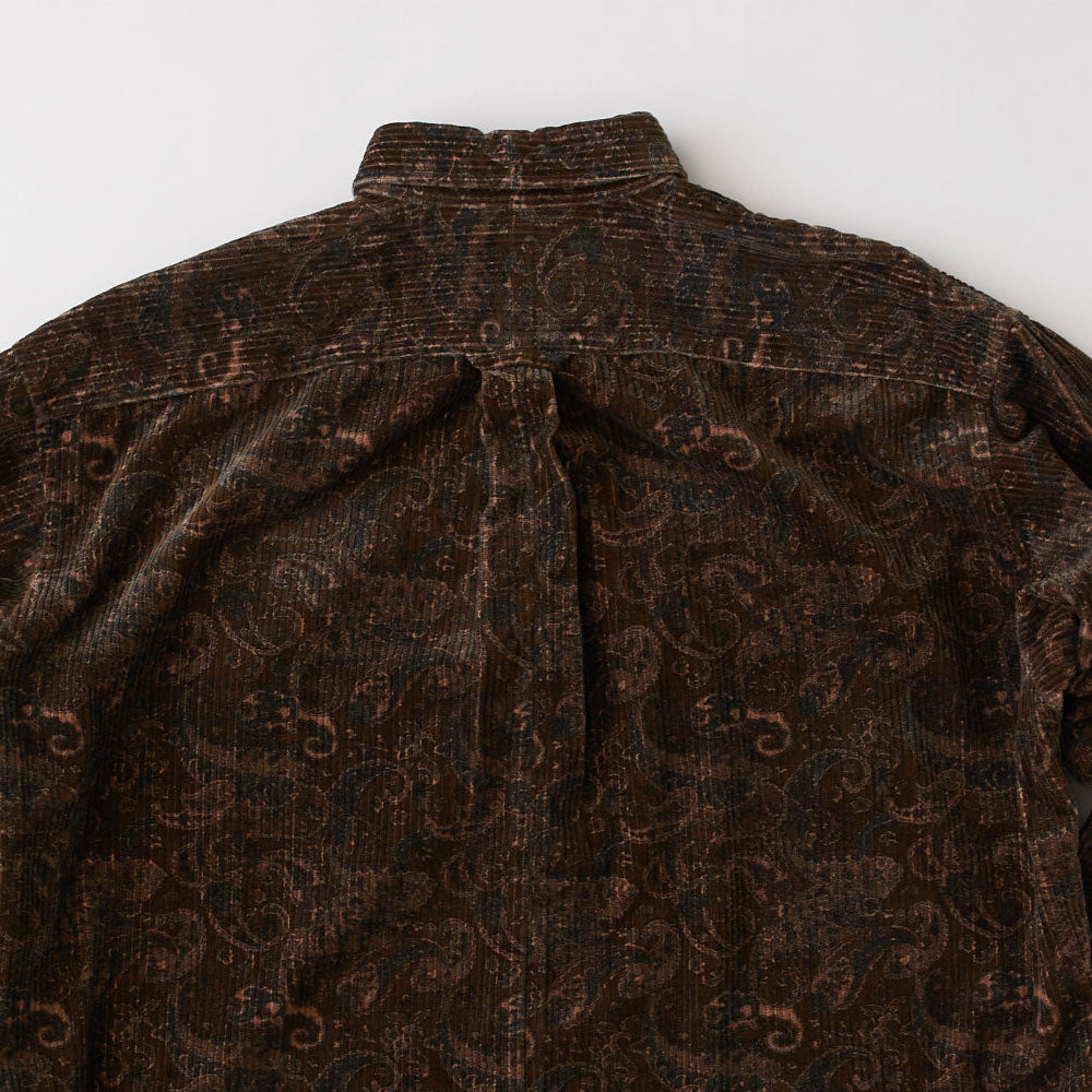 Walesley Paisley Corduroy Shirt ペイズリー 太畝 コーデュロイ シャツ 長袖 Brown