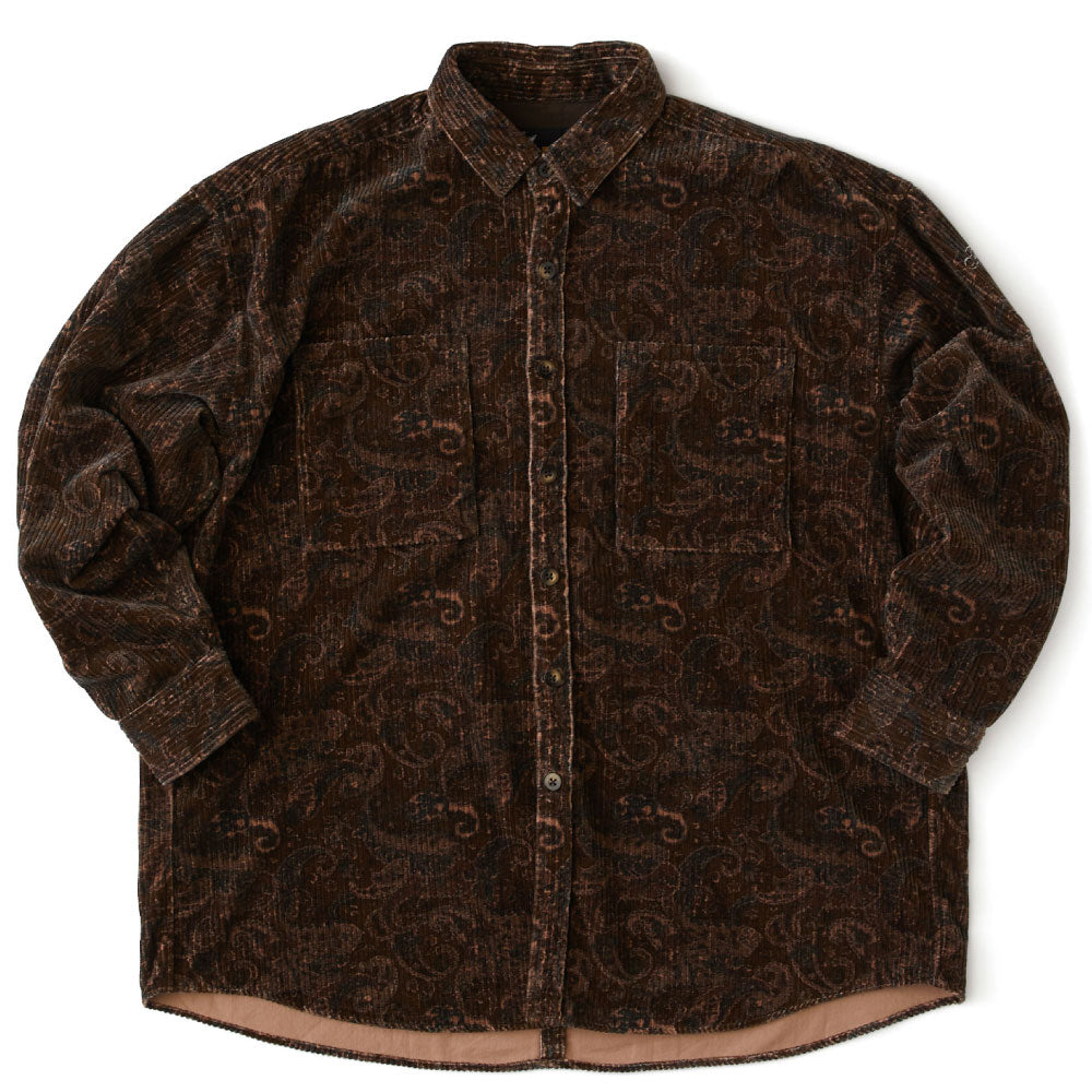 Walesley Paisley Corduroy Shirt ペイズリー 太畝 コーデュロイ シャツ 長袖 Brown