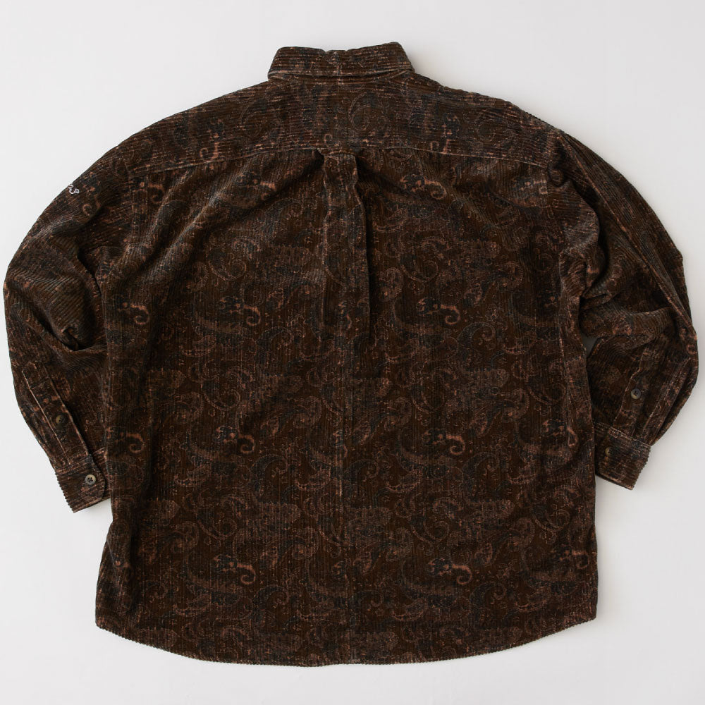 Walesley Paisley Corduroy Shirt ペイズリー 太畝 コーデュロイ シャツ 長袖 Brown