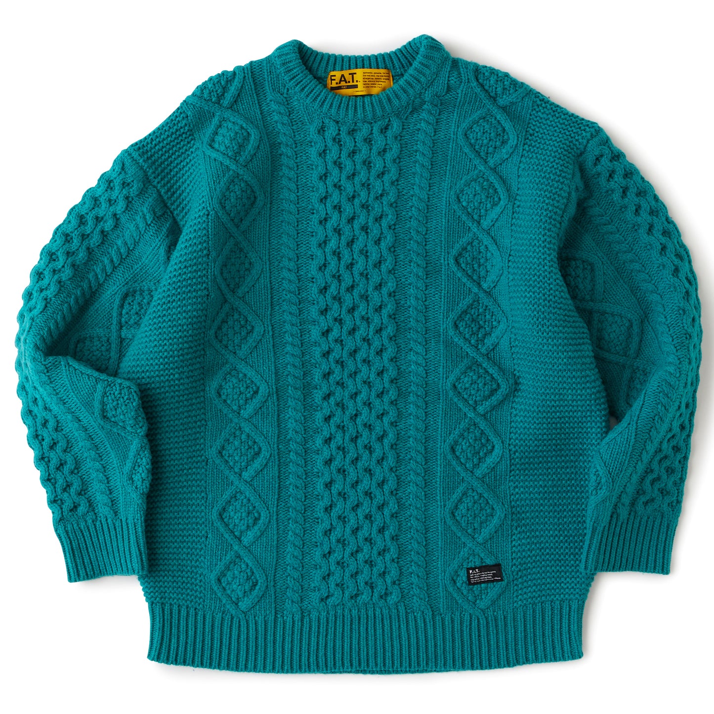 FISHARAN Crewneck Fisherman Knit GRN クルーネック 3ゲージ ウールヤーン フィッシャーマン ニット