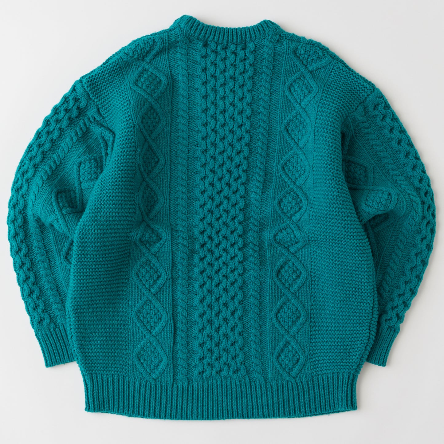 FISHARAN Crewneck Fisherman Knit GRN クルーネック 3ゲージ ウールヤーン フィッシャーマン ニット