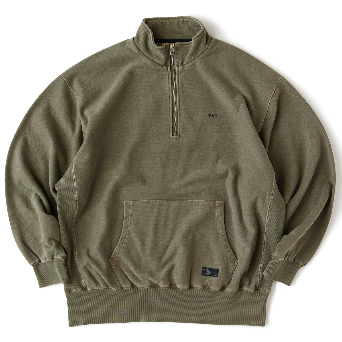 U.P.Half US Cotton Half Zip Sweat OLV ヘビーウェイト ピグメント 