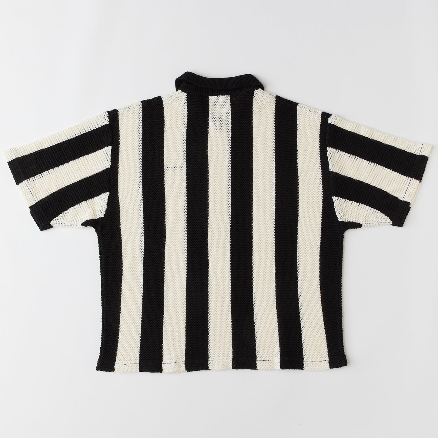 UKNITFORM S/S Knit Polo Shirts ストライプ サッカー ニット メッシュ ポロ 半袖 ポロ シャツ
