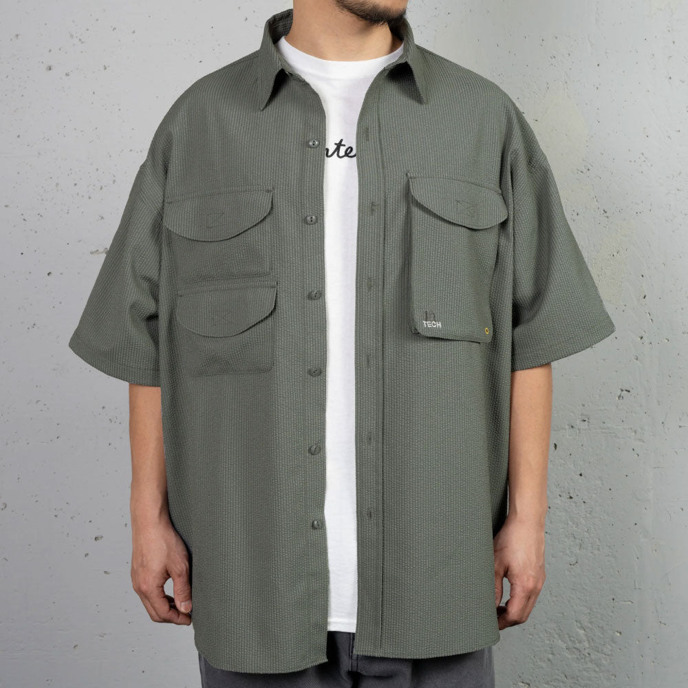 Coolmax Ventilation Shirts Green 半袖 シアサッカー シャツ