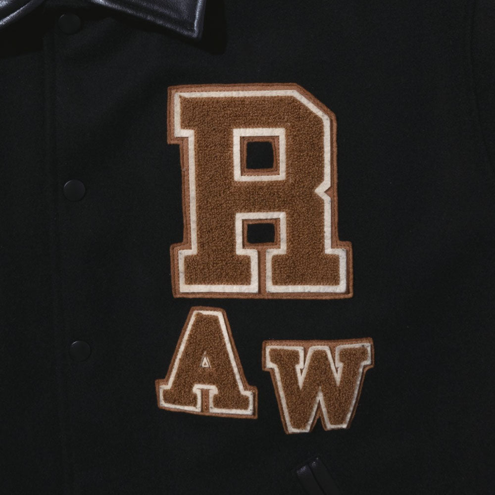 x Raw Varsity Jacket ロウ スタジャン バーシーティー ジャケット Black