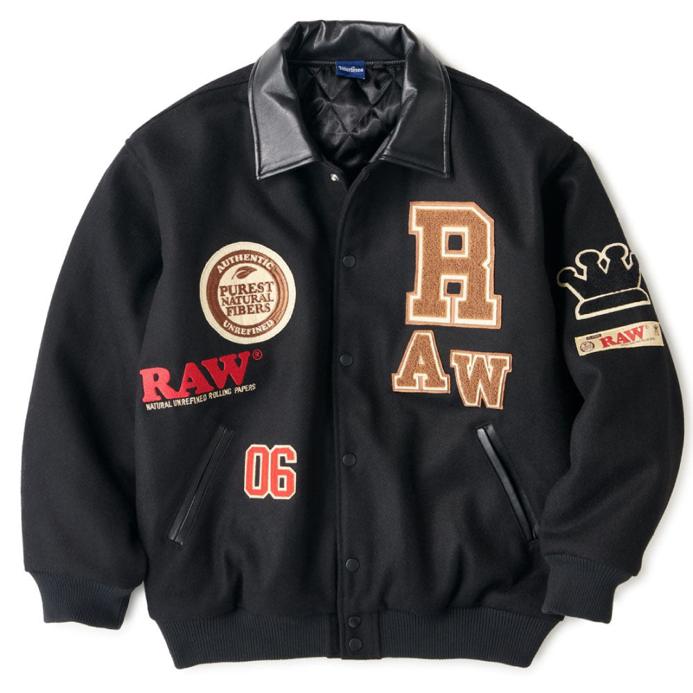 x Raw Varsity Jacket ロウ スタジャン バーシーティー ジャケット Black