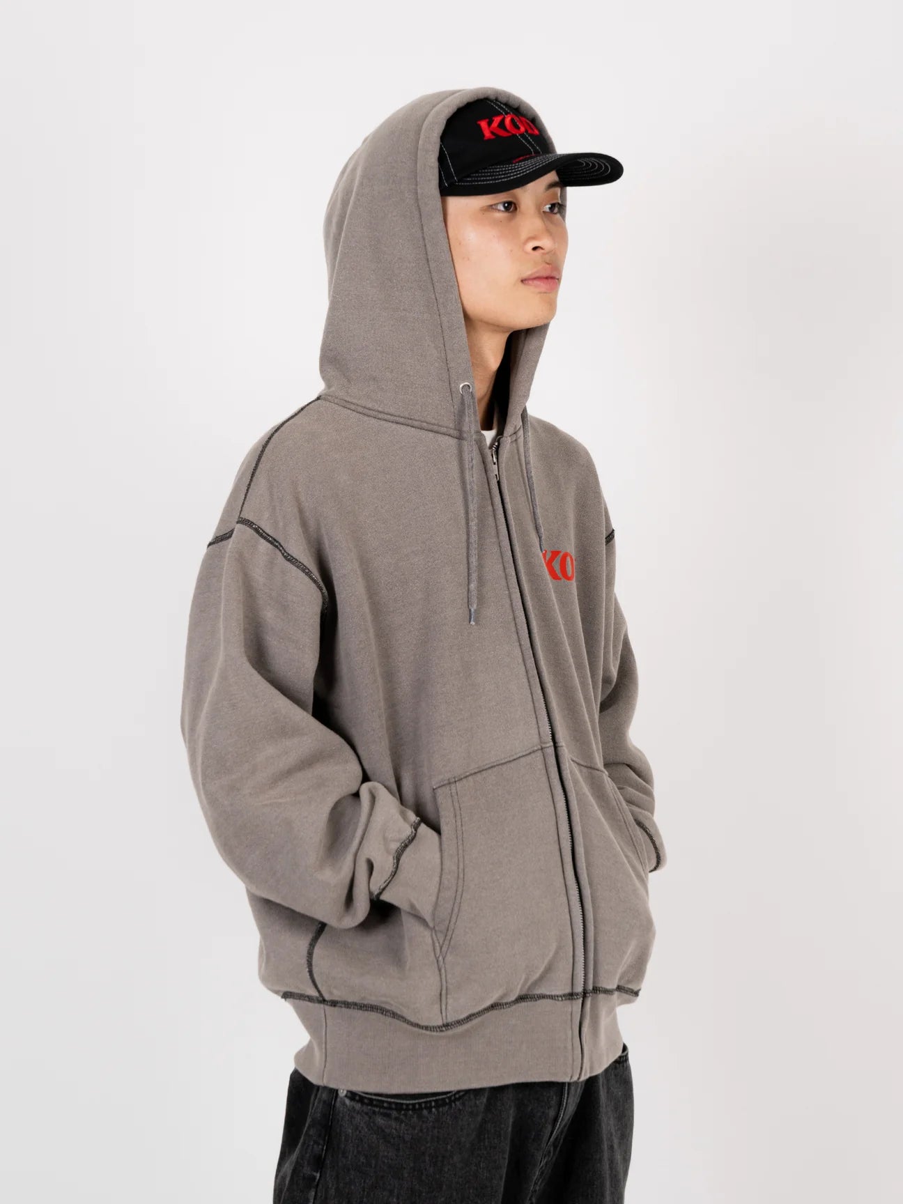 KING OF DIGGIN’ Faded Zip Sweat Hoodie” Washed ジップ スウェットフーディ ヘヴィ 12.4oz DJ MURO