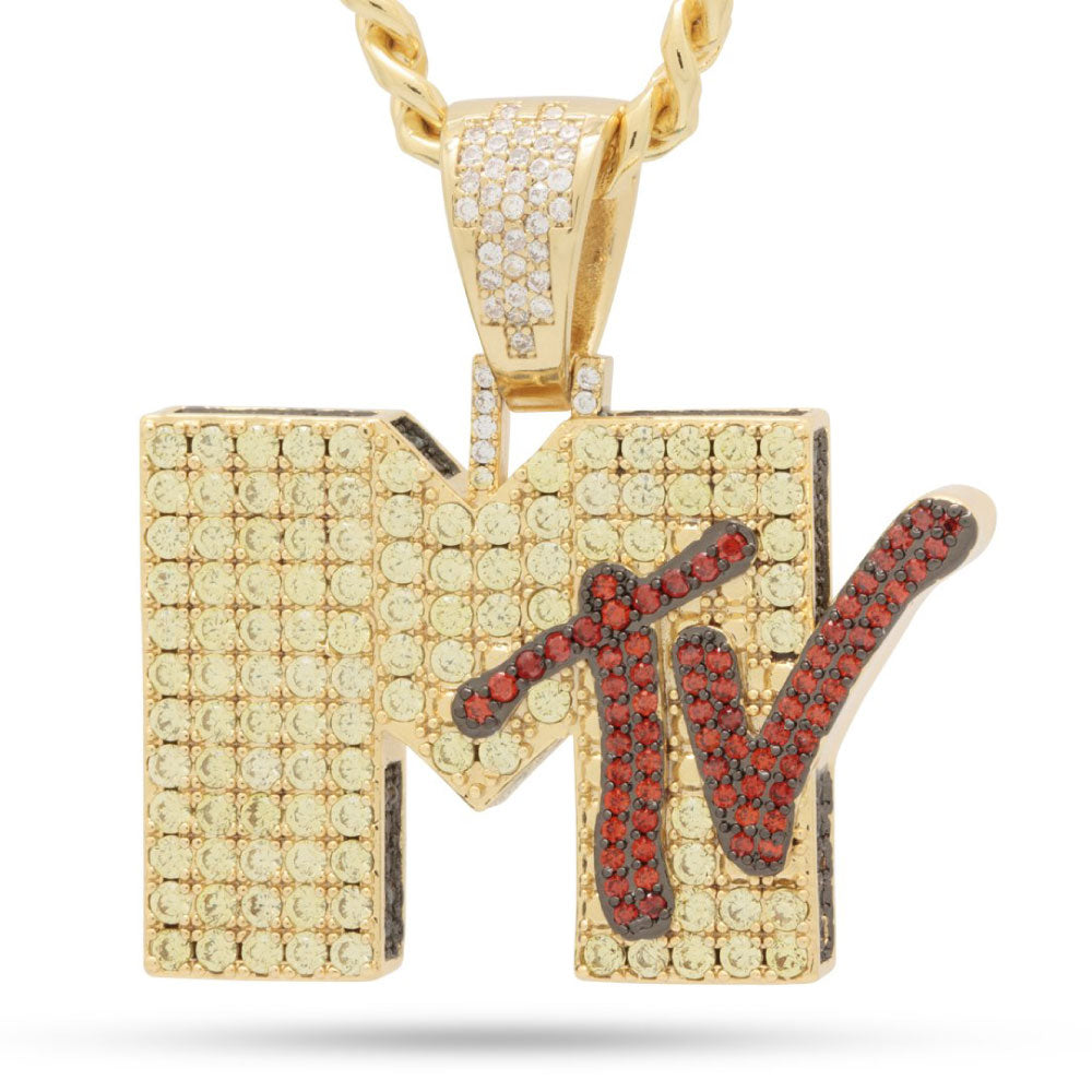 × MTV Iced Classic Logo Necklace Miami Cuban Chain エムティービー ロゴ ネックレス
