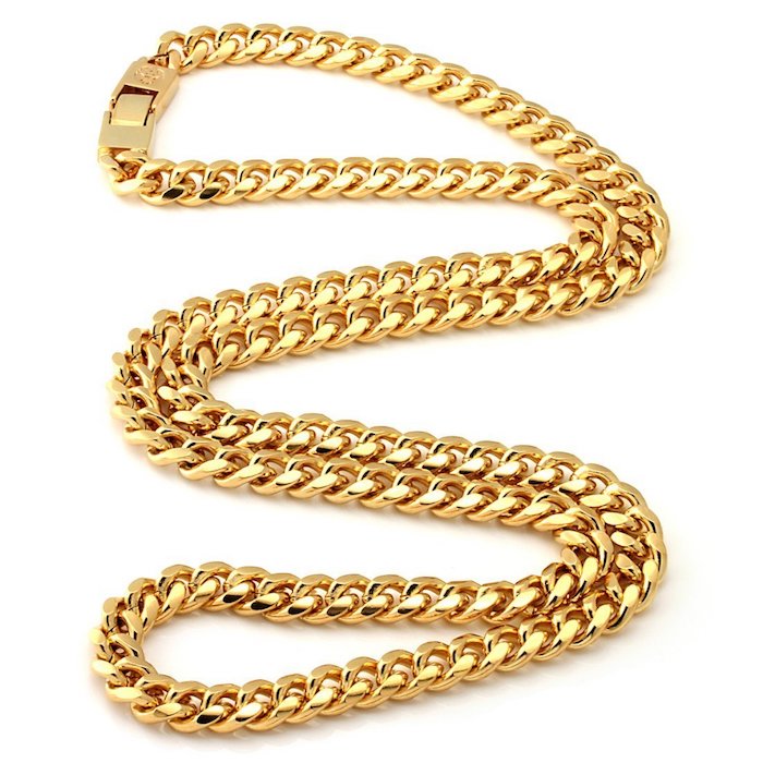 Miami Cuban Curb Chain Necklace 8mm Stainless Steel 14K Gold plating ネックレス マイアミ キューバン ゴールド リンク チェーン