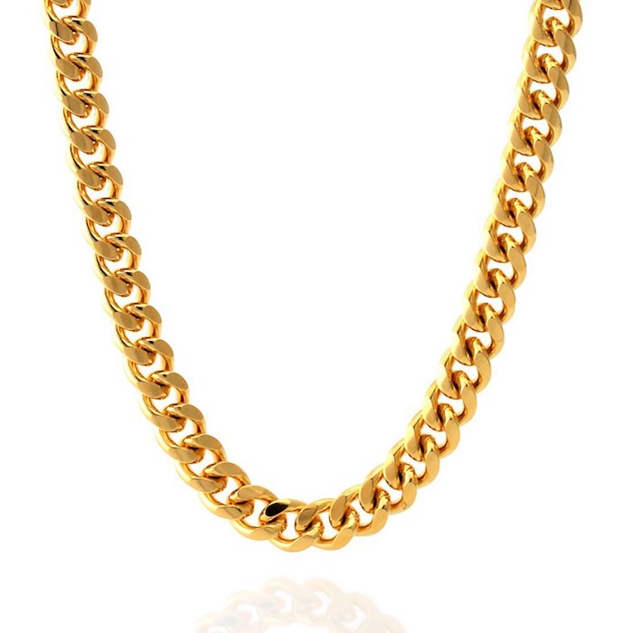 Miami Cuban Curb Chain Necklace 8mm Stainless Steel 14K Gold plating ネックレス マイアミ キューバン ゴールド リンク チェーン