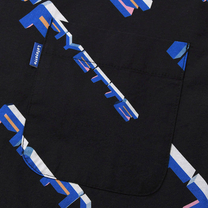 90s Polygon Logo Open Collar S/S Shirt 半袖 シャツ Black ブラック