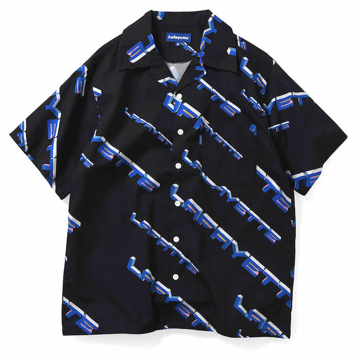 90s Polygon Logo Open Collar S/S Shirt 半袖 シャツ Black ブラック