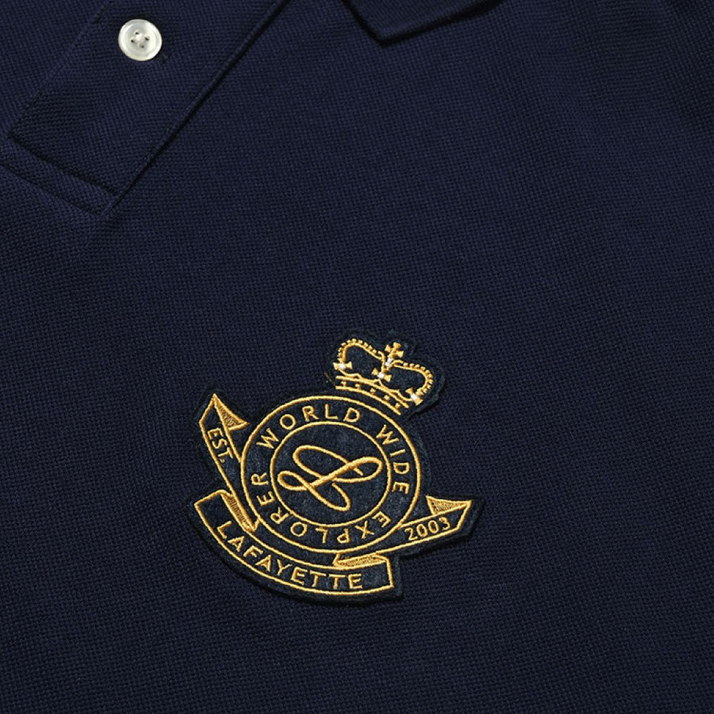 College Color S/S Big Polo Shirts Navy カレッジ 半袖 ビッグ ポロシャツ