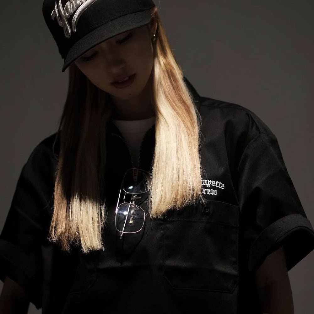× Dickies S/S Half Zip Work Shirt NVY ディッキーズ ワーク シャツ