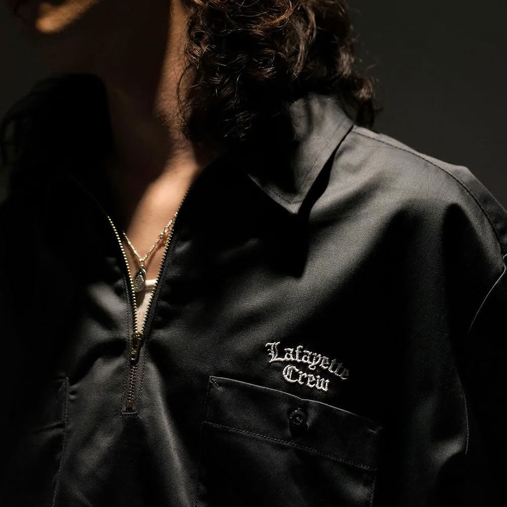 × Dickies S/S Half Zip Work Shirt NVY ディッキーズ ワーク シャツ