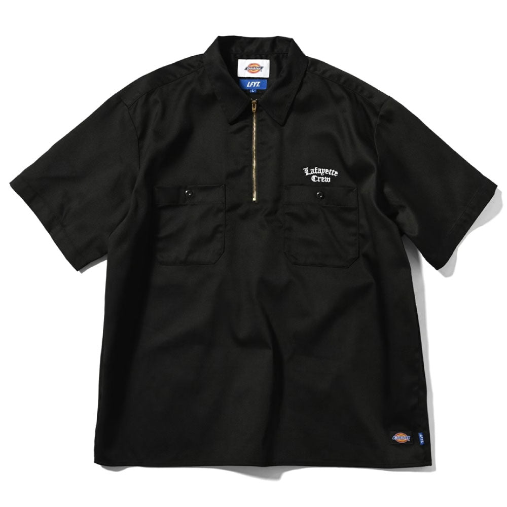 × Dickies S/S Half Zip Work Shirt NVY ディッキーズ ワーク シャツ
