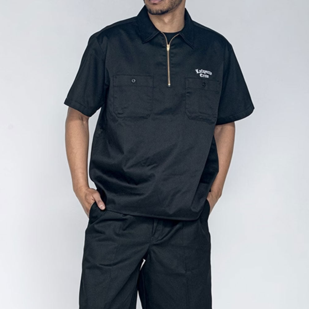 × Dickies S/S Half Zip Work Shirt NVY ディッキーズ ワーク シャツ