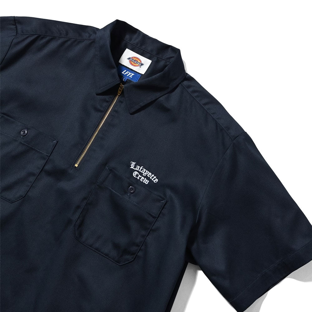 × Dickies S/S Half Zip Work Shirt NVY ディッキーズ ワーク シャツ