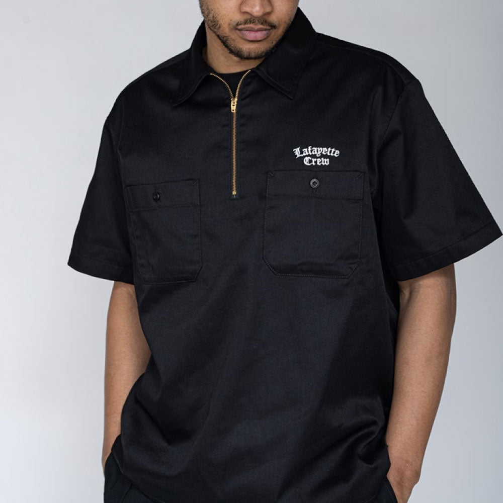 × Dickies S/S Half Zip Work Shirt NVY ディッキーズ ワーク シャツ