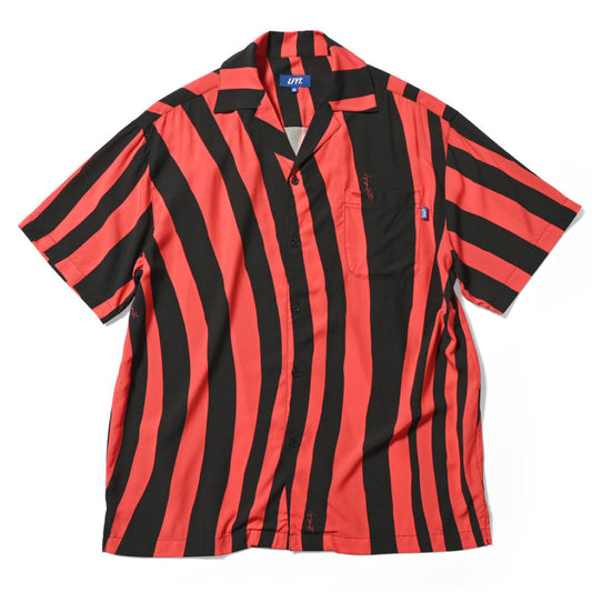 Distorted Stripe S/S Shirt Red 半袖 シャツ