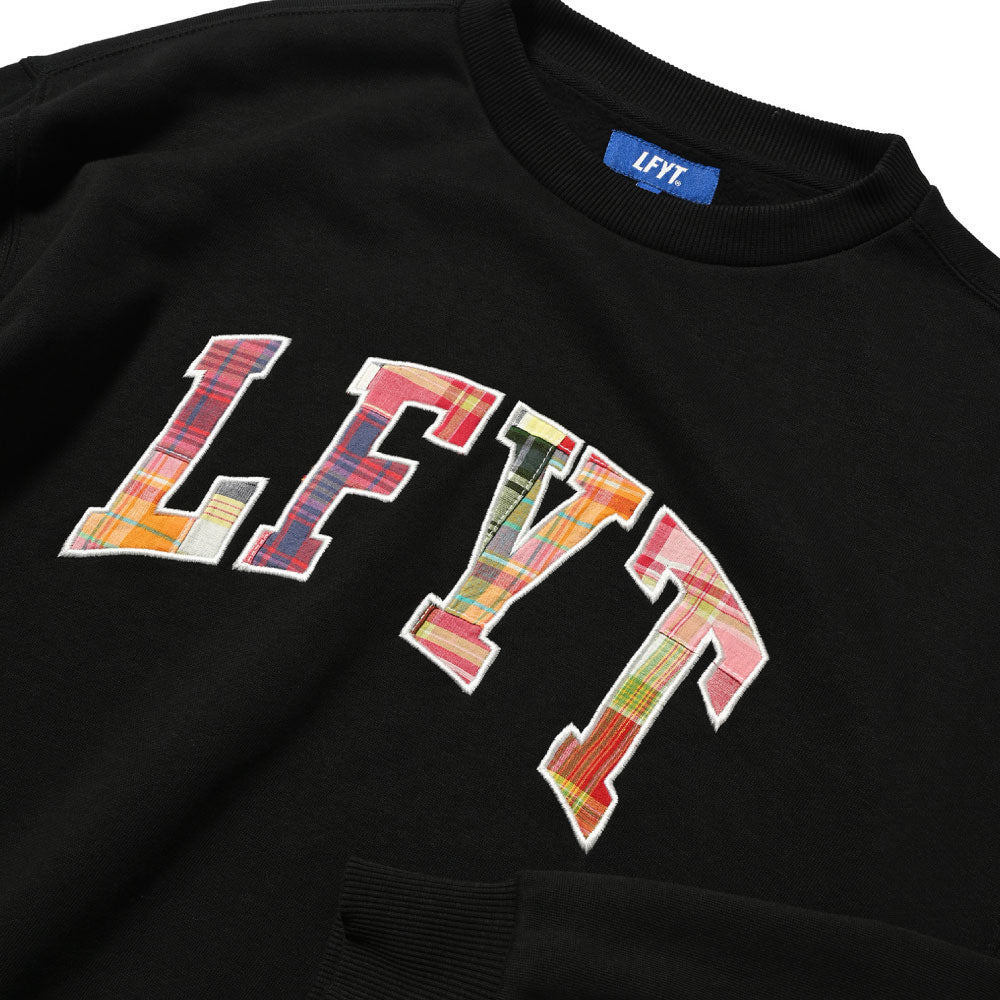 Patchwork Arch Logo Embroidery Crew Neck Sweatshirt ロゴ チェック パッチ ワーク クルーネック スウェット