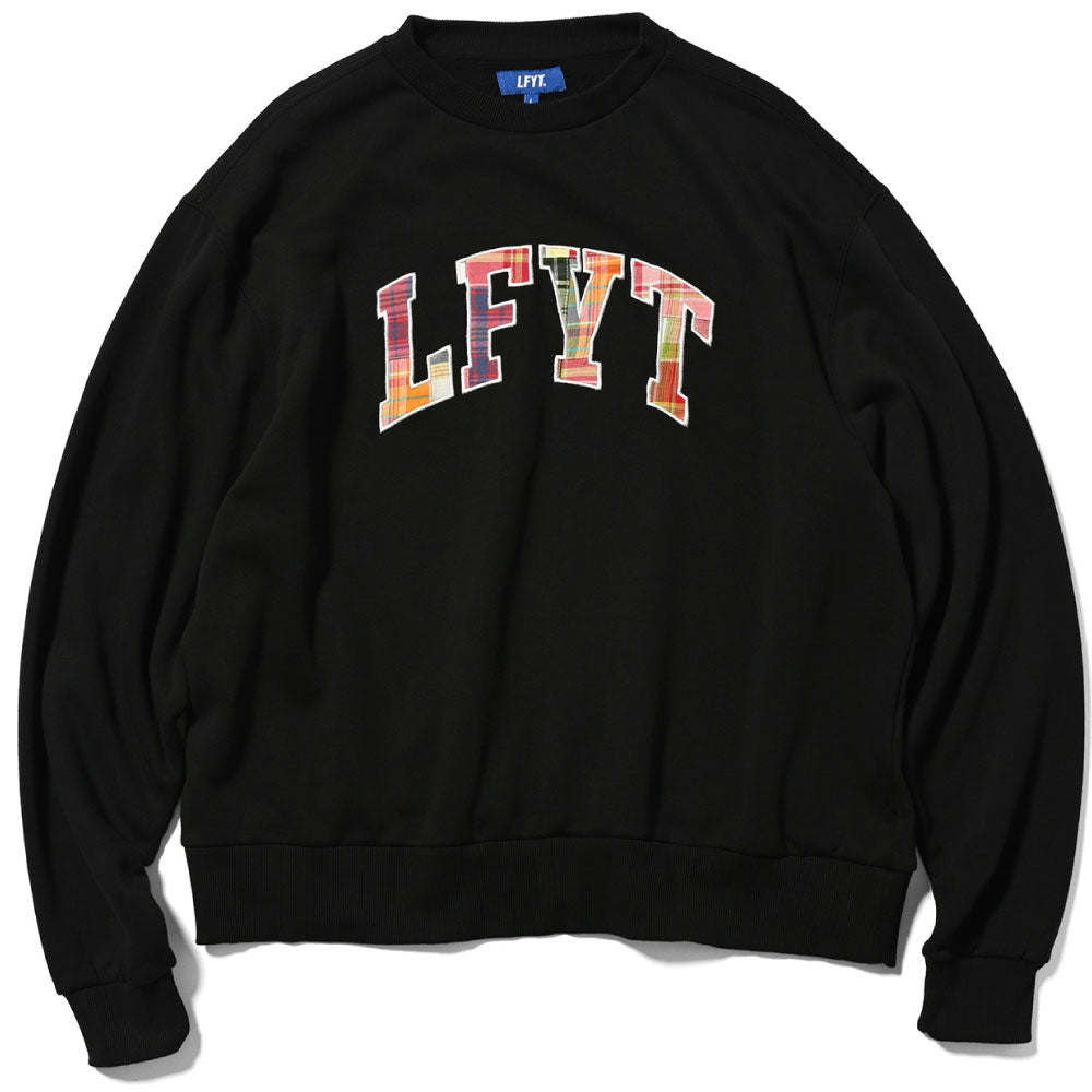 Patchwork Arch Logo Embroidery Crew Neck Sweatshirt ロゴ チェック パッチ ワーク クルーネック スウェット