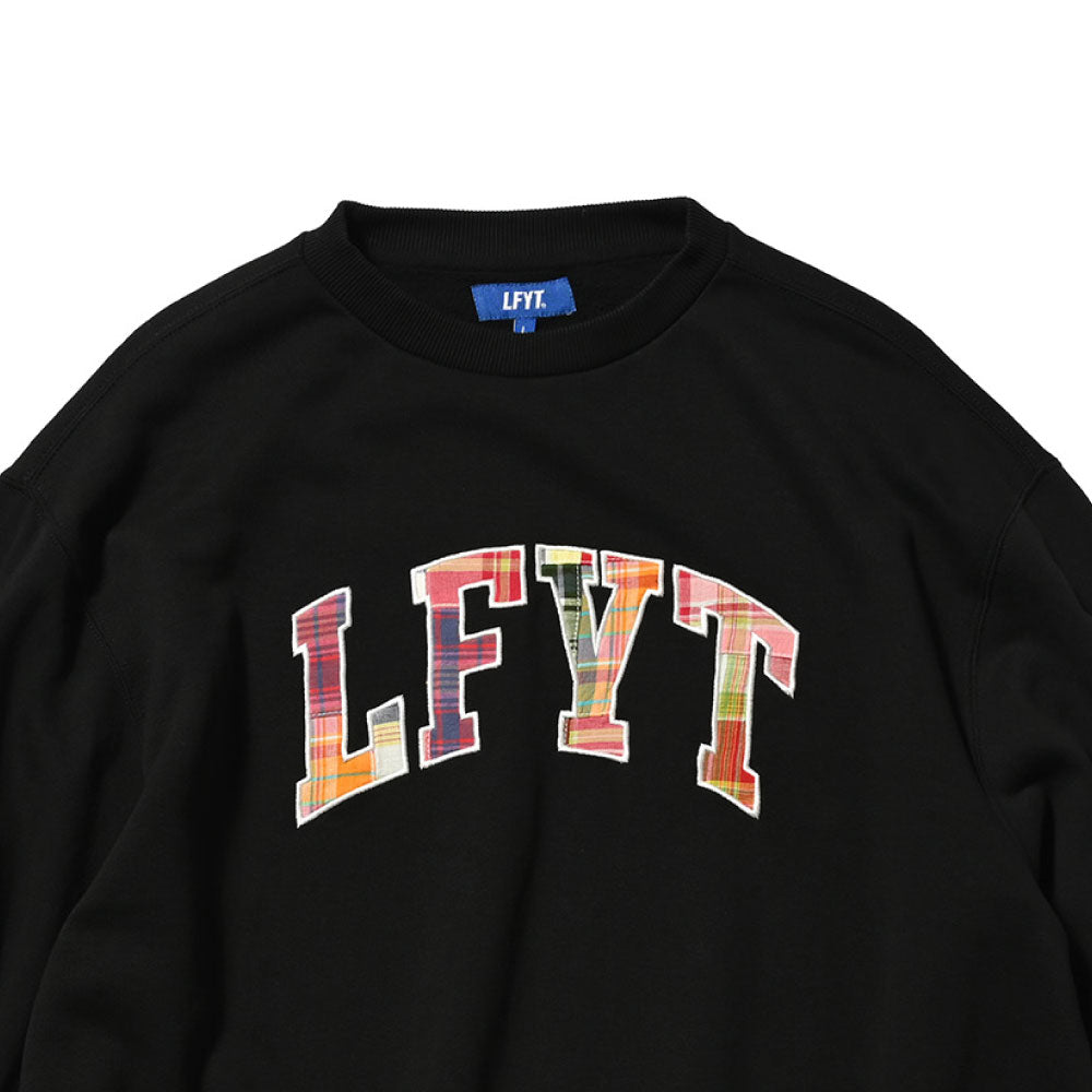 Patchwork Arch Logo Embroidery Crew Neck Sweatshirt ロゴ チェック パッチ ワーク クルーネック スウェット