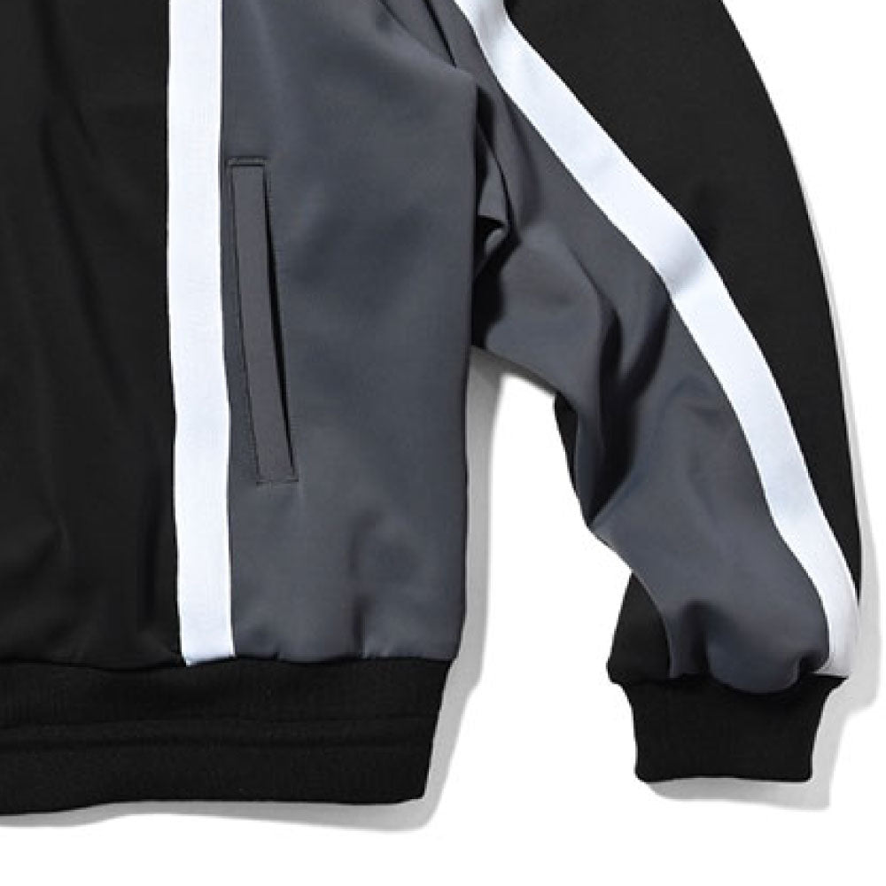 Striped Jersey Track Jacket BLK ジャージ エンブレム トラック ジャケット