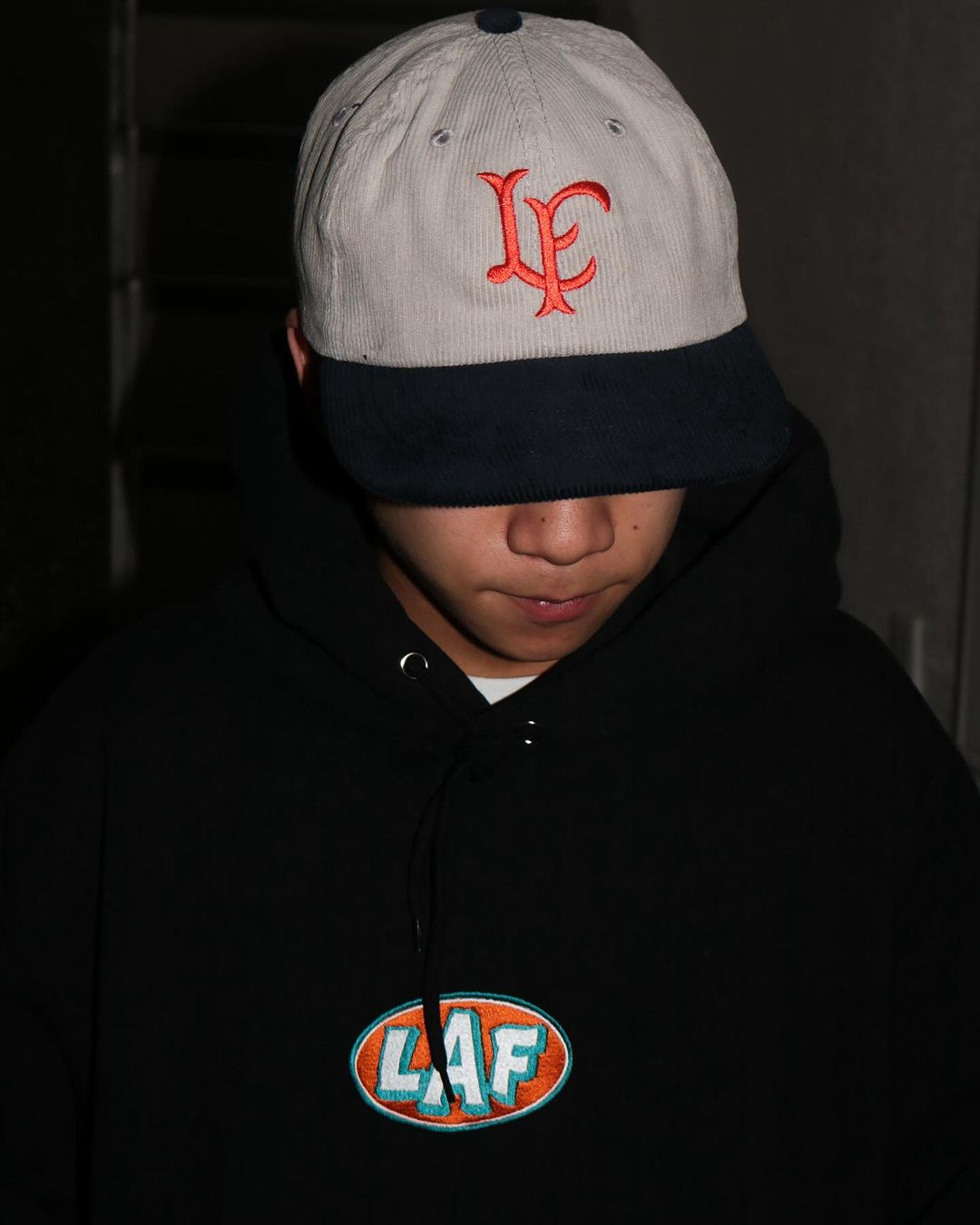 Oval LAF Logo Sweat Hoodie Parka BLK ロゴ フーディー プルオーバー パーカー